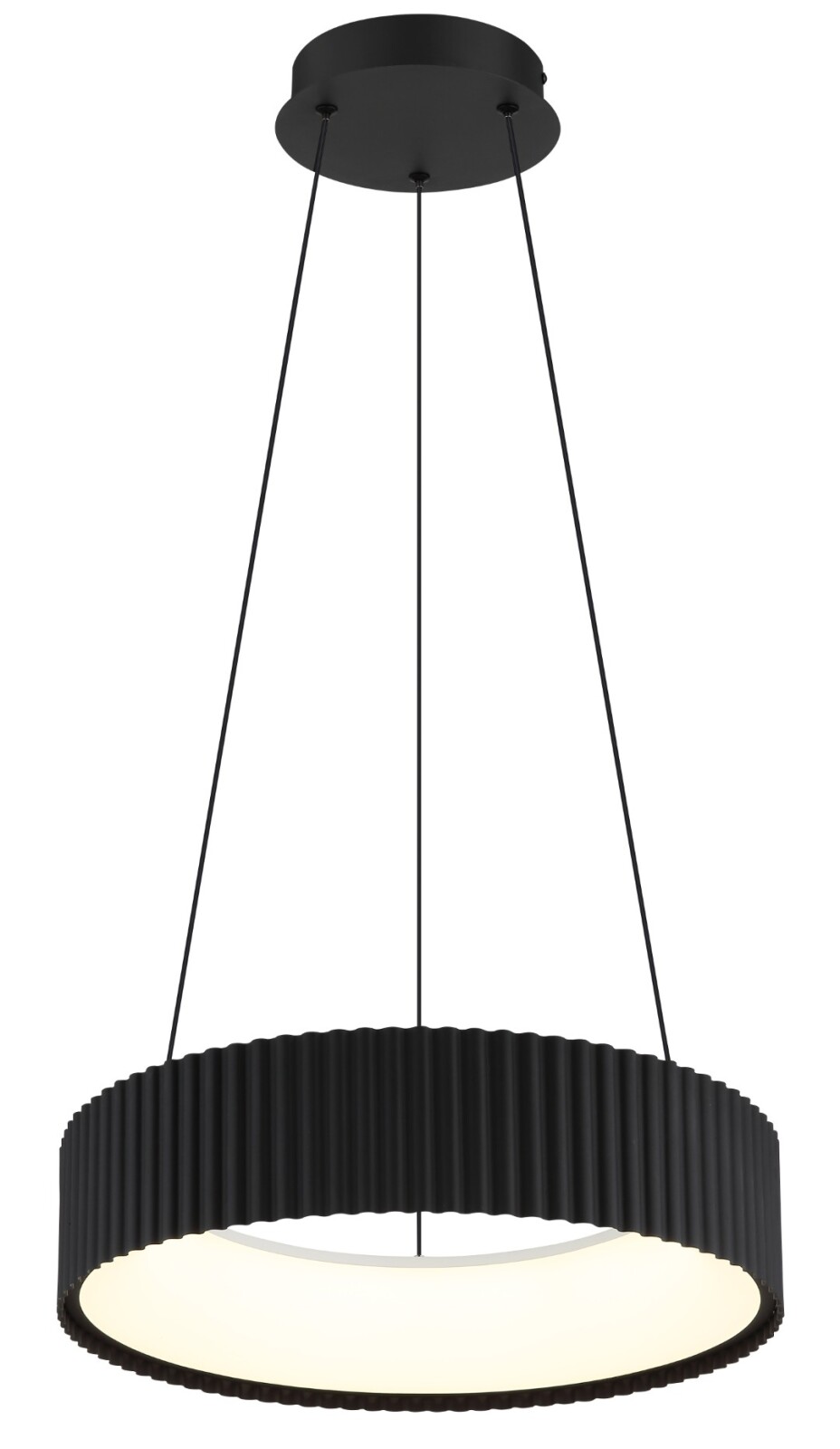 LED-Hängeleuchte - schwarz matt - opal - Memoryfunktion - Ø 46 cm