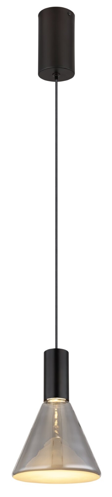 LED-Hängeleuchte - schwarz matt - rauchfarben - 150 cm