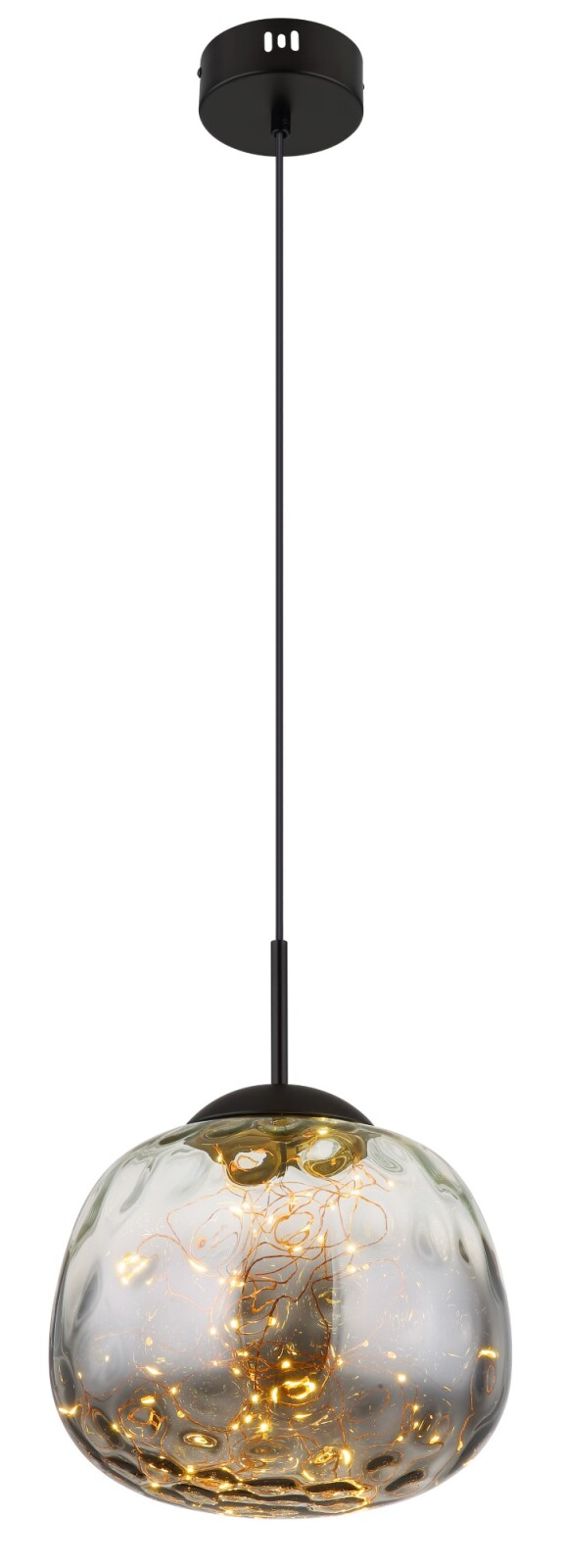 LED-Hängeleuchte - schwarz matt-rauchfarben-klar - Ø 30 cm