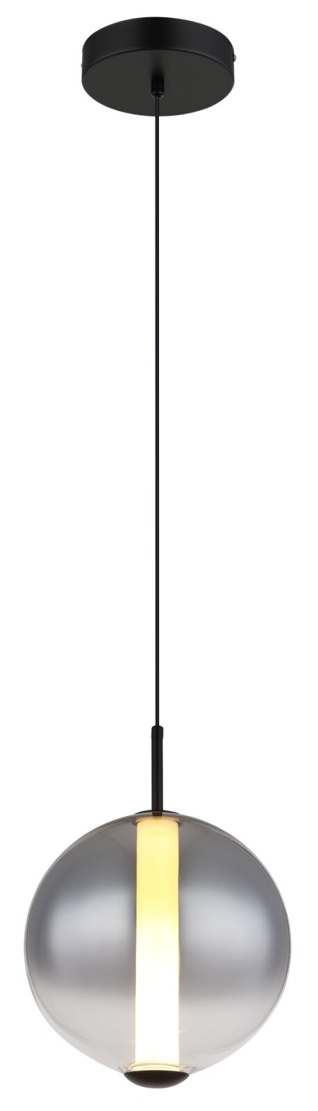 LED-Hängeleuchte - schwarz matt - rauchfarben - kürzbar - Ø 25 cm
