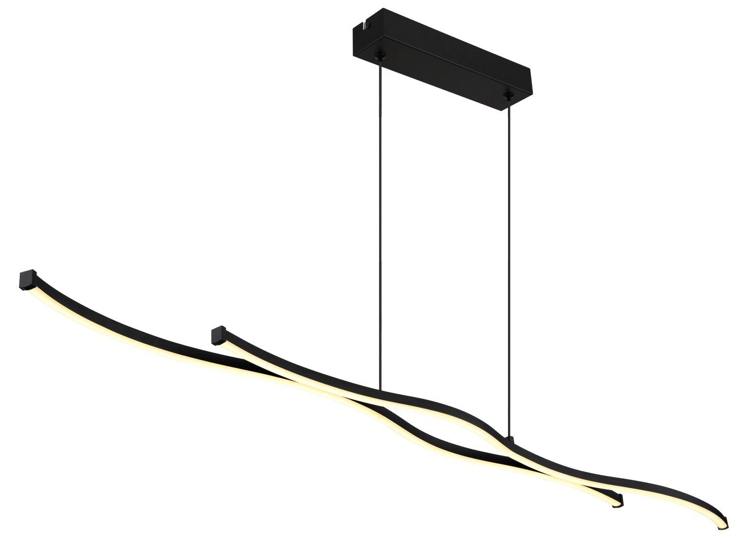 LED-Hängeleuchte - schwarz - opal - 110,4 cm breit