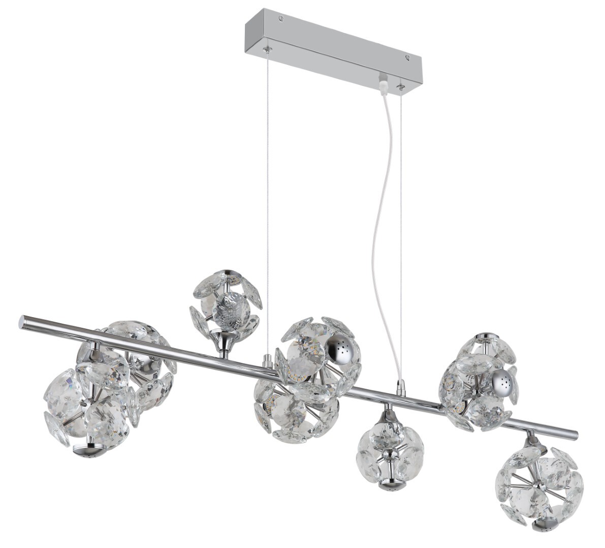 LED-Hängeleuchte - verchromt - klar - 9-flammig - 86,6 cm