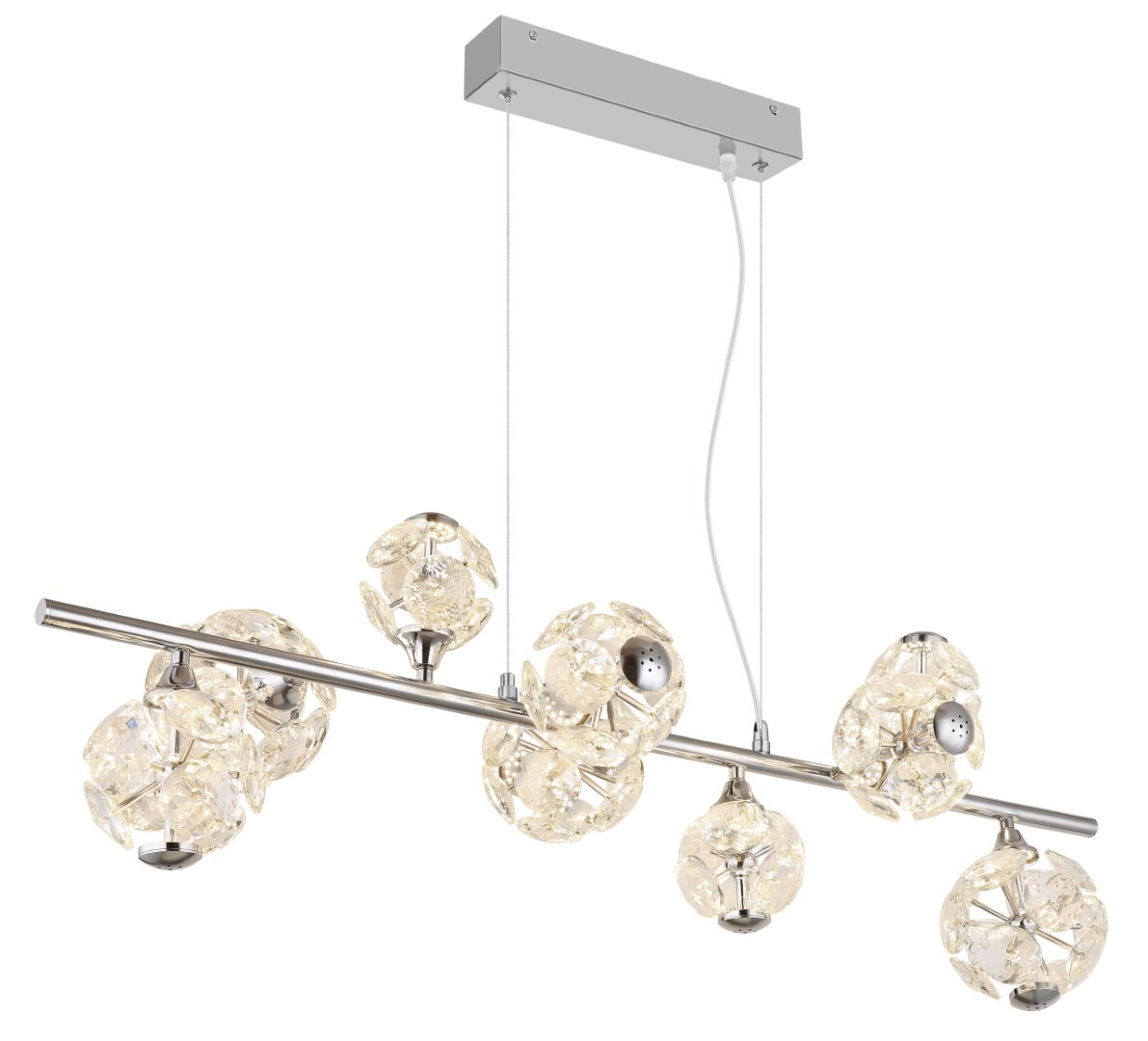 LED-Hängeleuchte - verchromt - klar - 9-flammig - 86,6 cm
