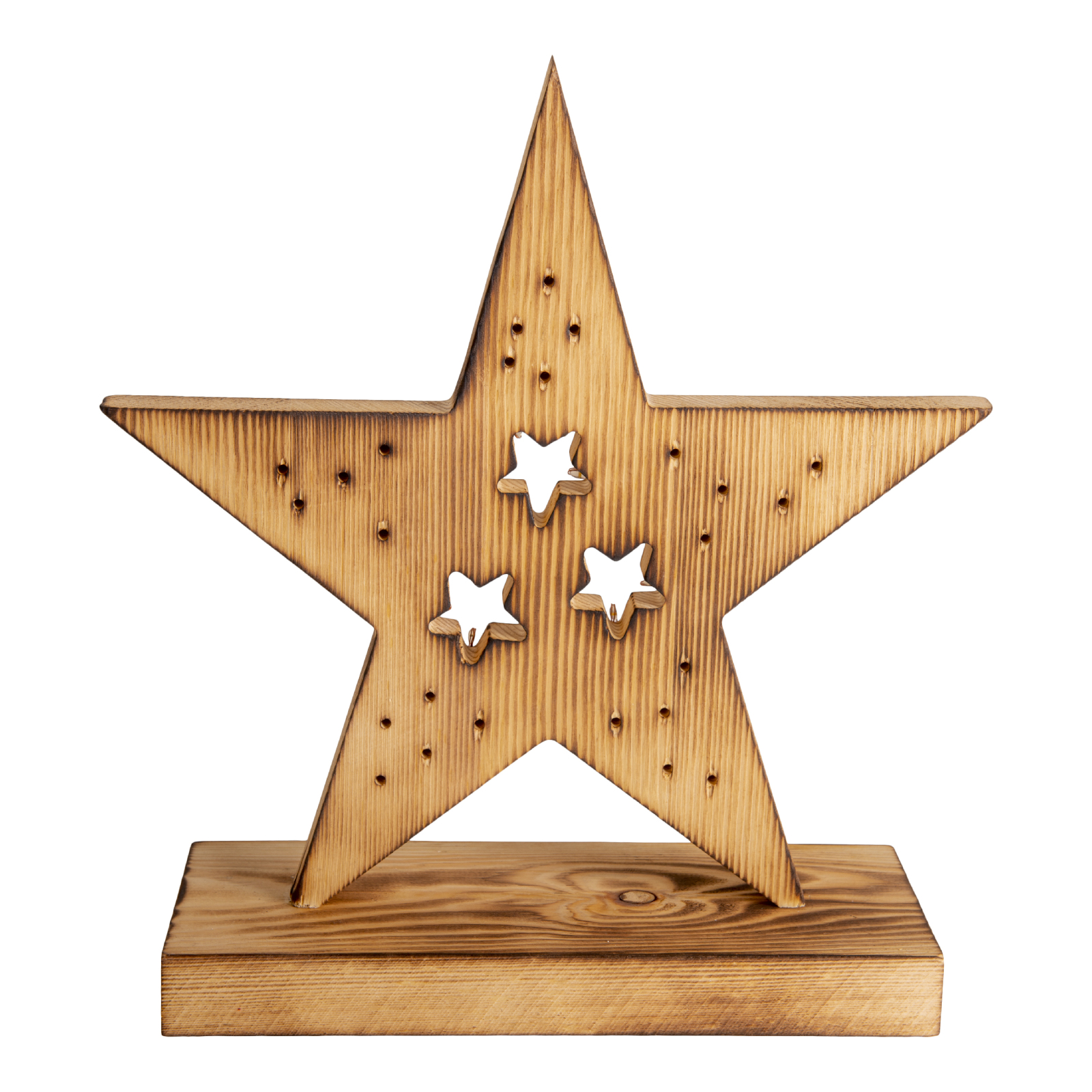 LED-Holzstern - natur - 29 cm hoch