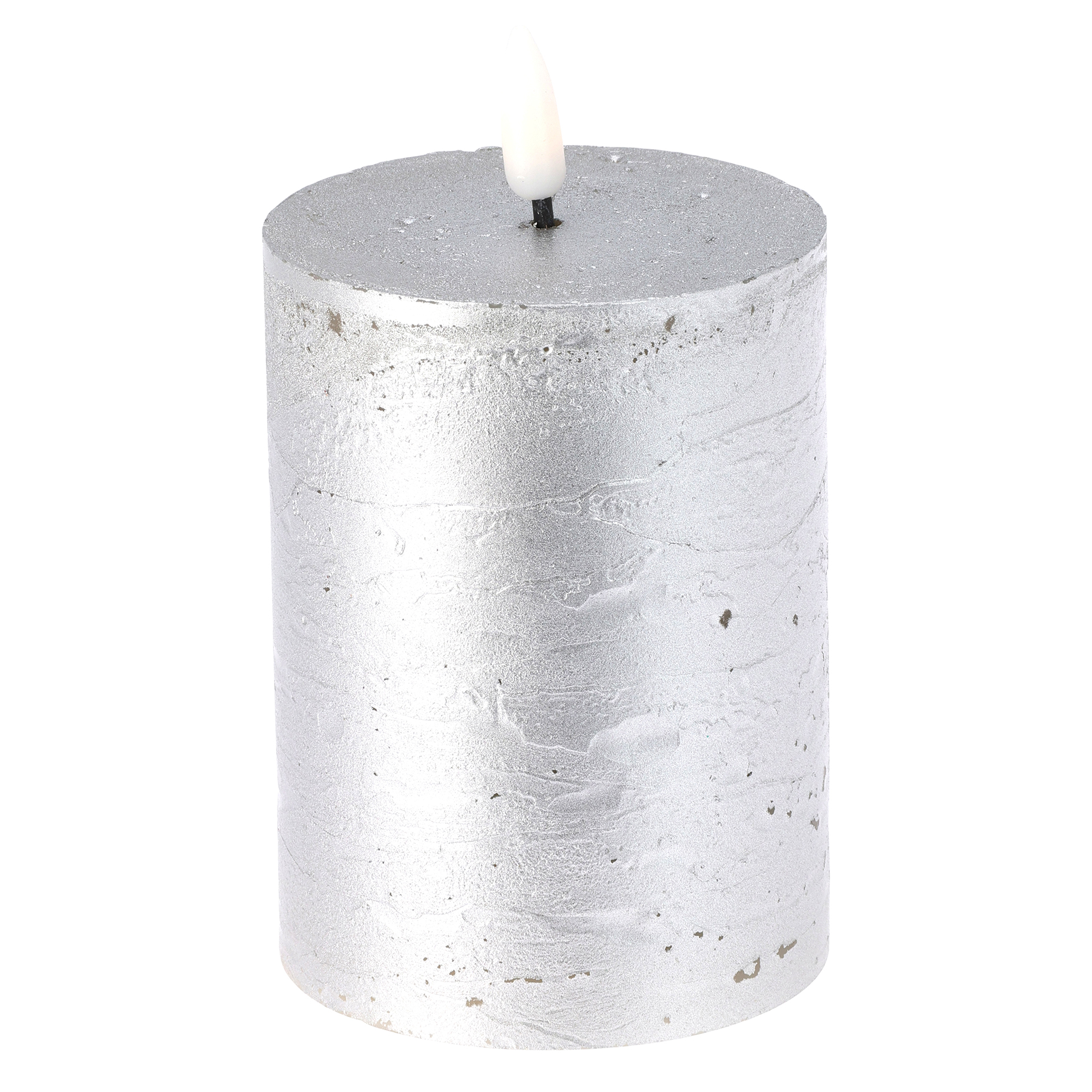 LED-Kerze - silber - mit Flackereffekt und Timer