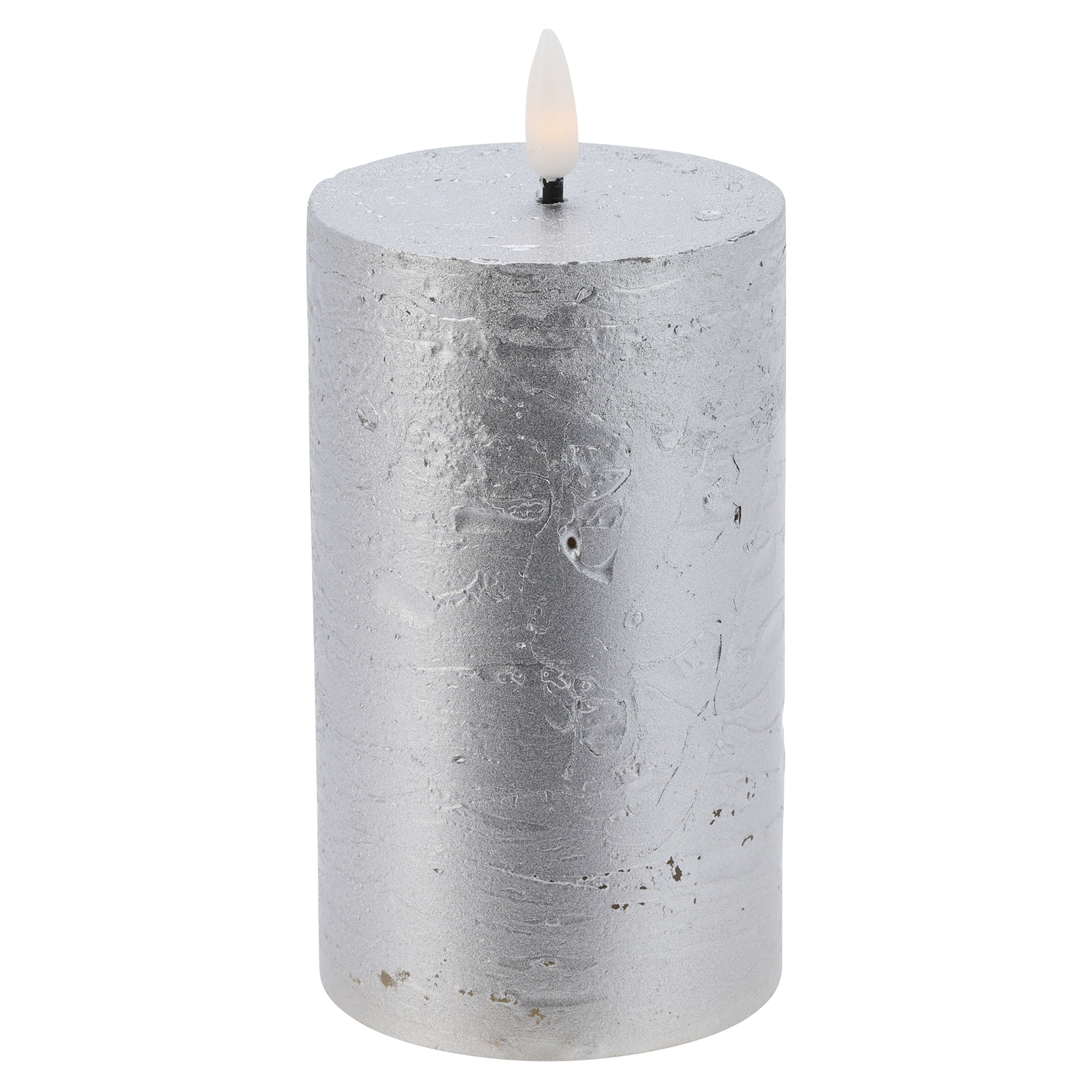 LED-Kerze - silber - mit Flackereffekt und Timer