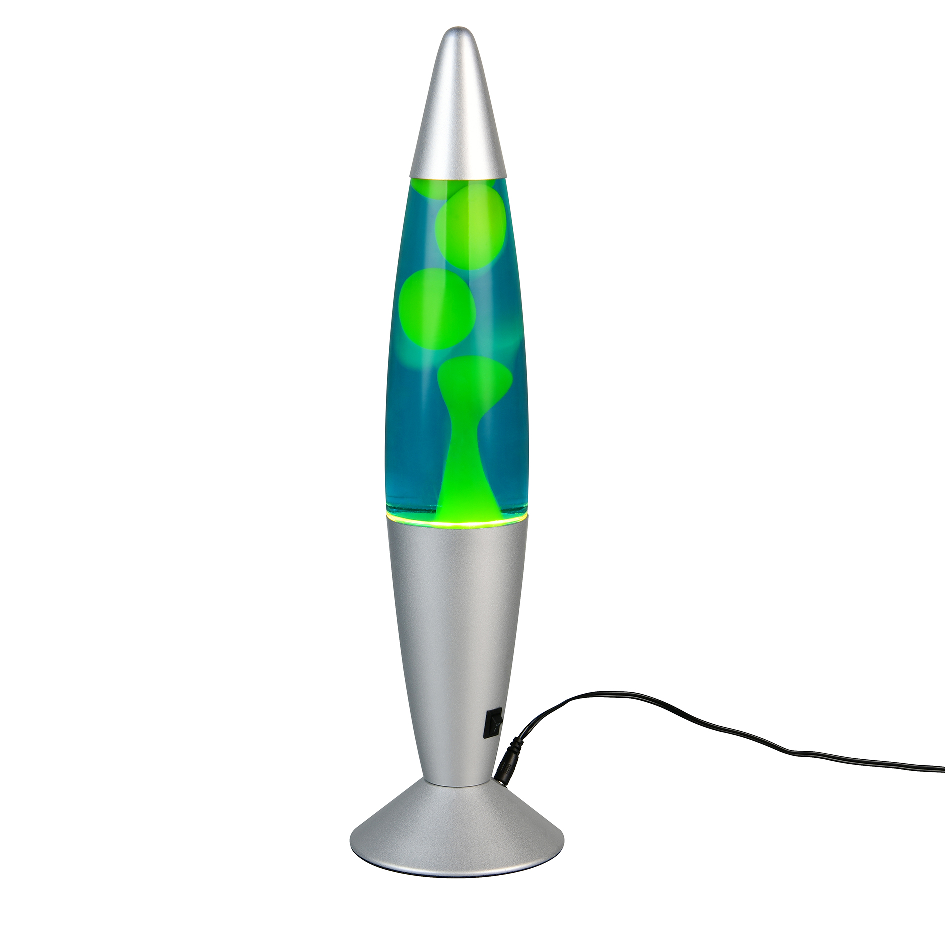 LED-Lavaleuchte - silber-blau-gelb - 42 cm hoch