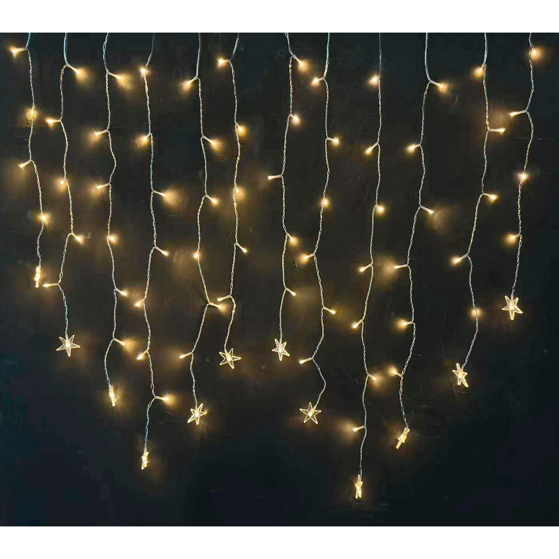 LED-Lichterkettenvorhang - warmweiß - Sterne - 100x100 cm