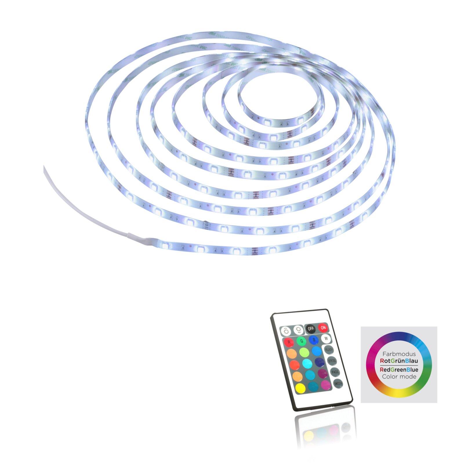 LED-Lichtstreifen - RGB - mit Fernbedienung - 10 Meter