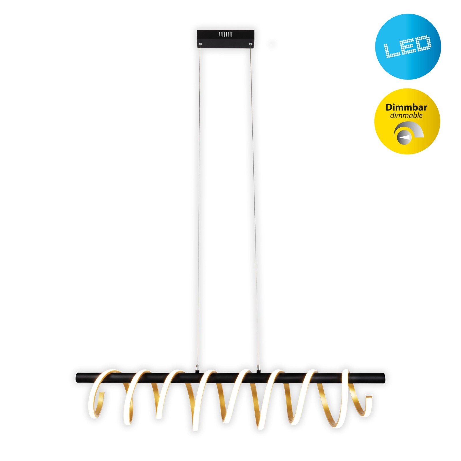 LED-Pendelleuchte BELLEZA - schwarz-gold - dimmbar
