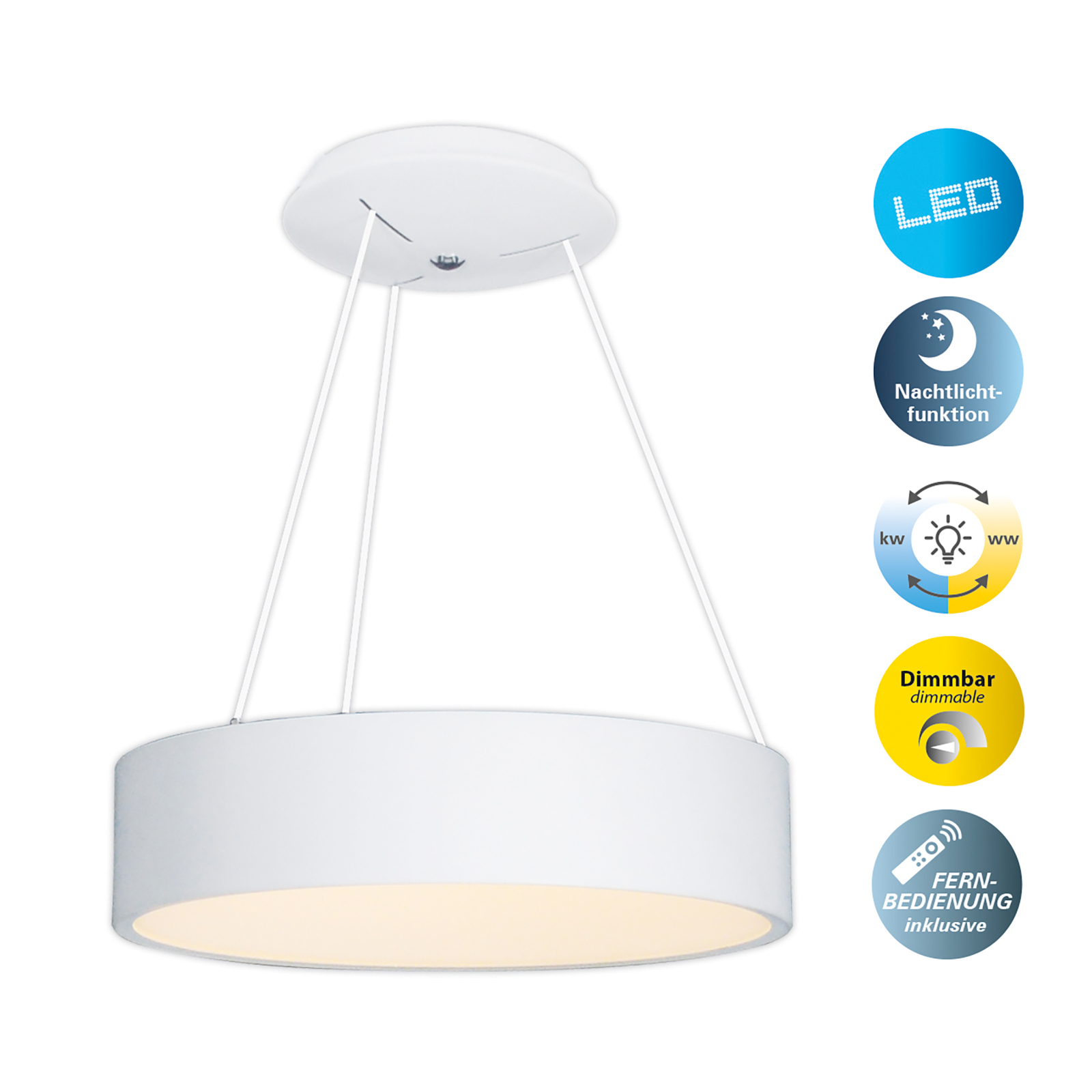 LED-Pendelleuchte CARLA - weiß - Ø 45 cm