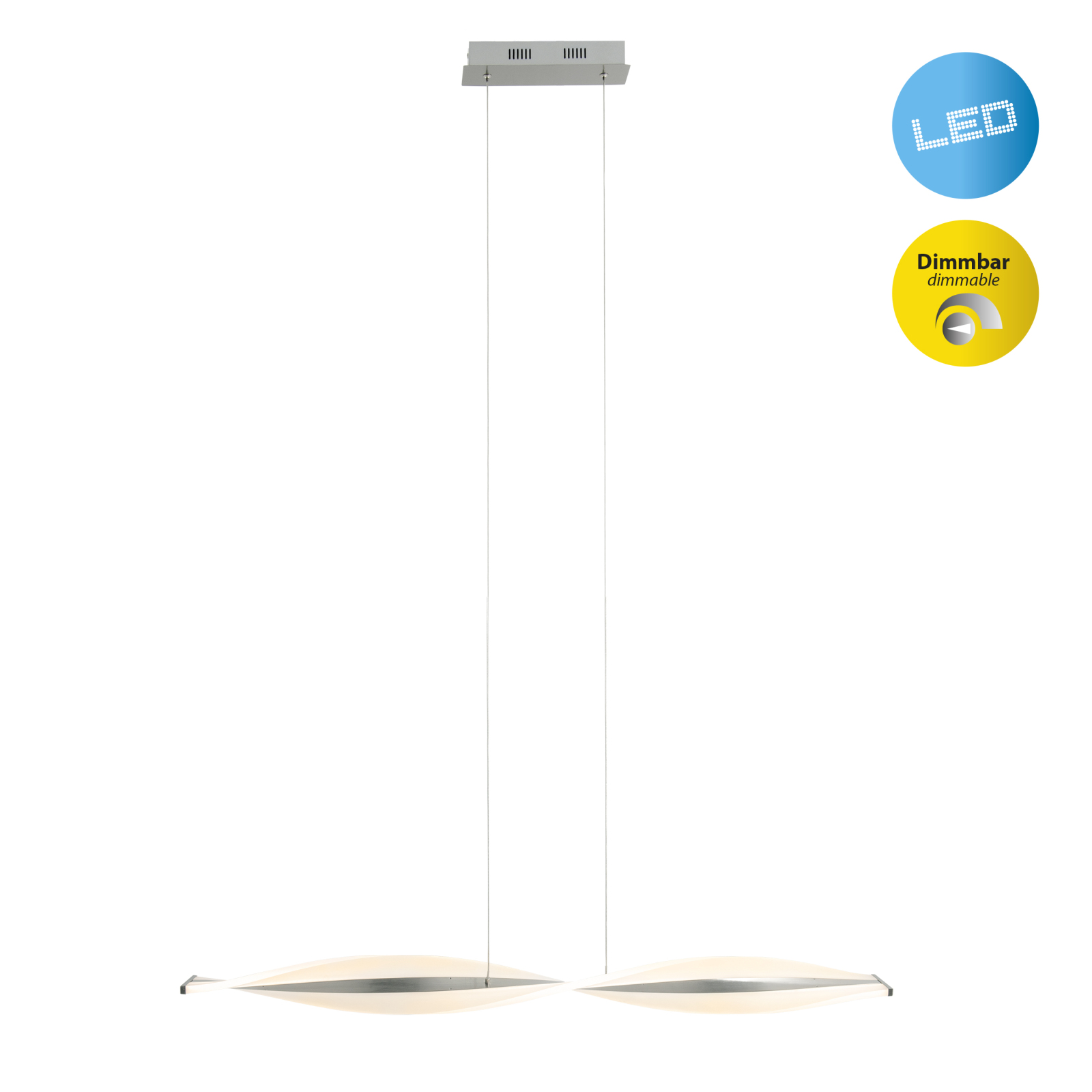 LED-Pendelleuchte NINA - stahl-blank - 115 cm breit