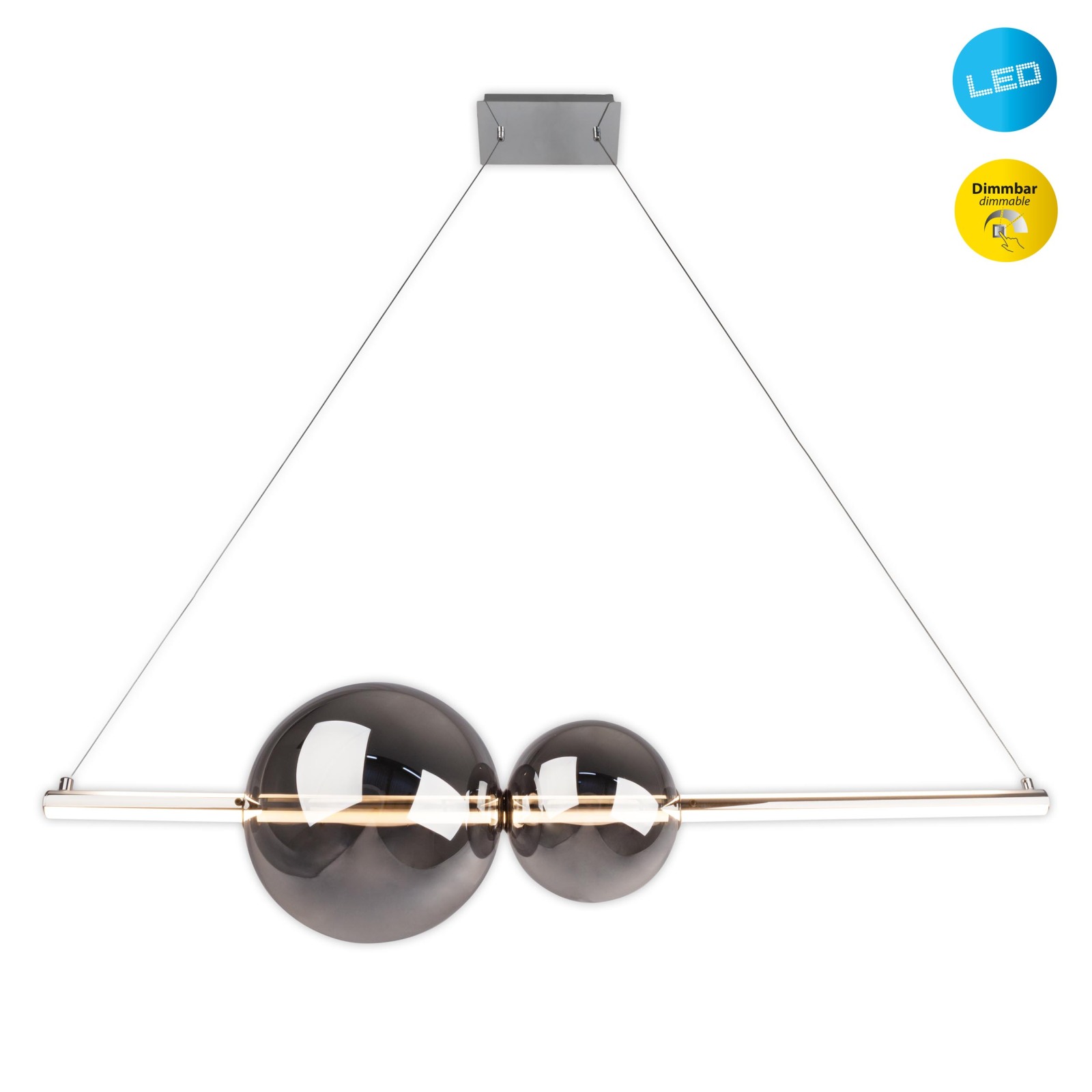 LED-Pendelleuchte NOVA - chrom - 2 Kugeln