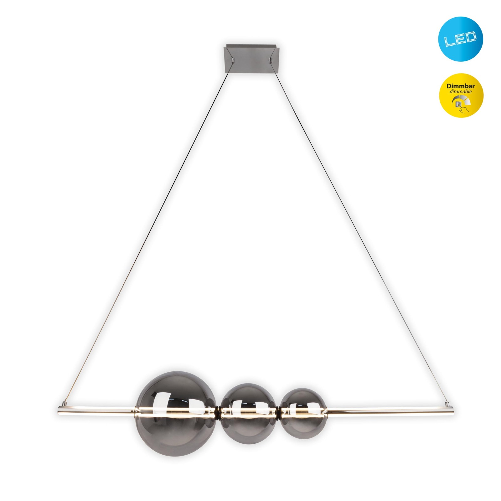 LED-Pendelleuchte NOVA - chrom - 3 Kugeln
