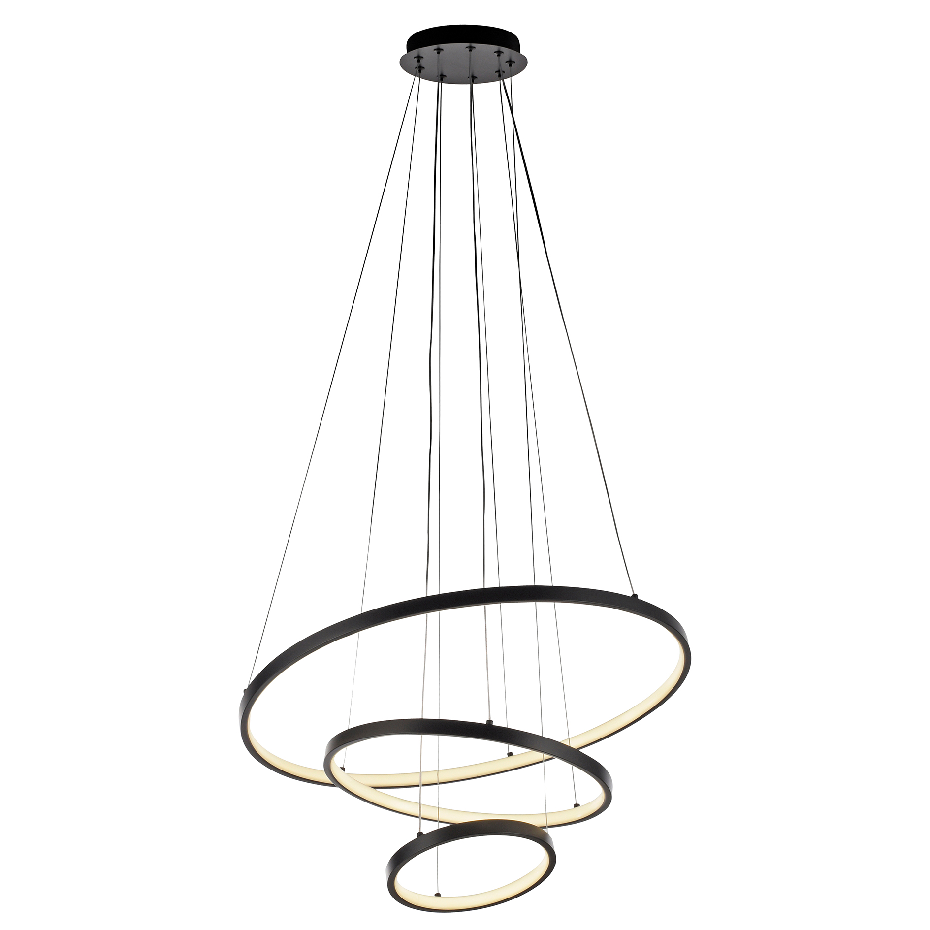LED-Pendelleuchte - schwarz - höhenverstellbare Ringe - Ø 61 cm