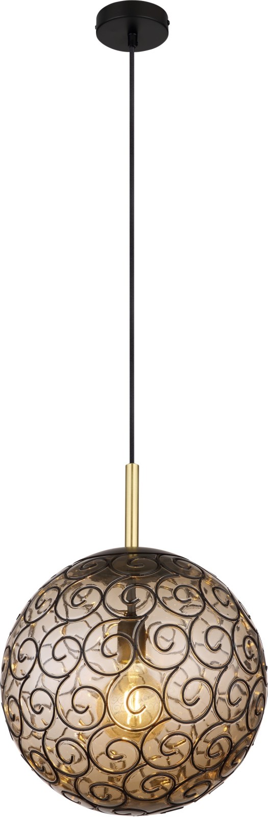 LED-Pendelleuchte - schwarz-messingfarben - Metall - 35 cm