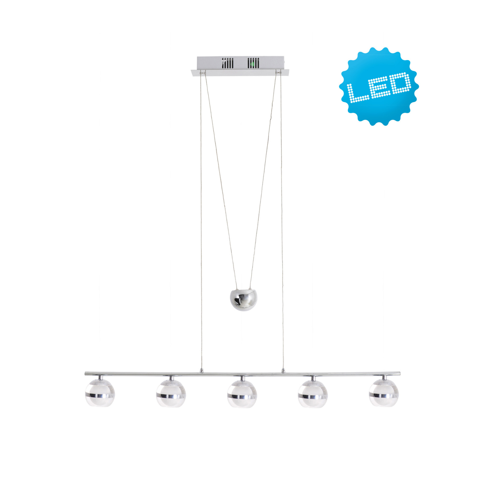 LED-Pendelleuchte SPHERE - chrom - Gegenzug - 5-flammig