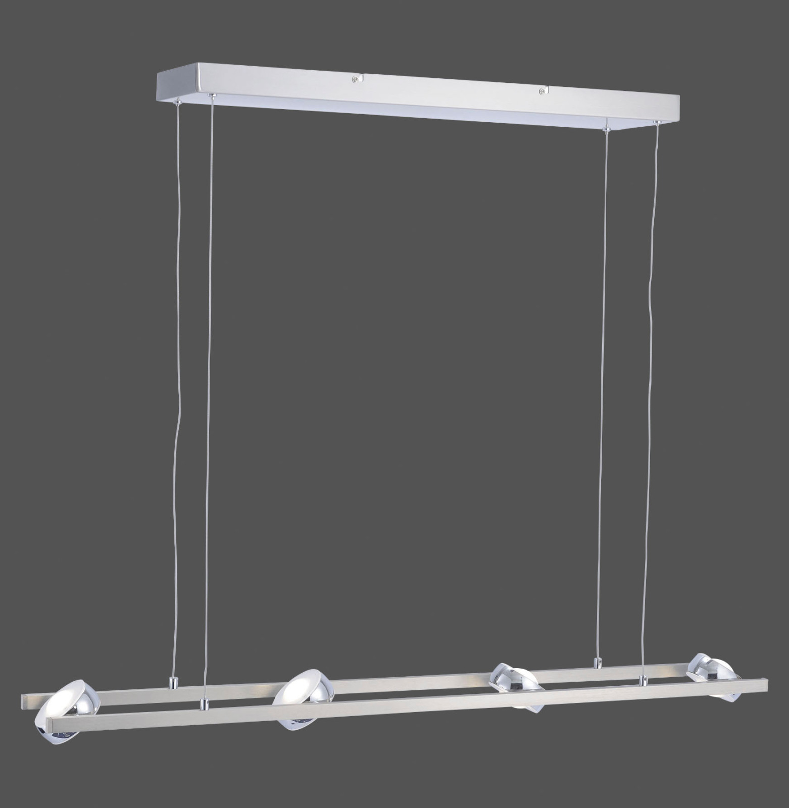 LED-Pendelleuchte - stahlfarben - SmartHome - 4-flammig
