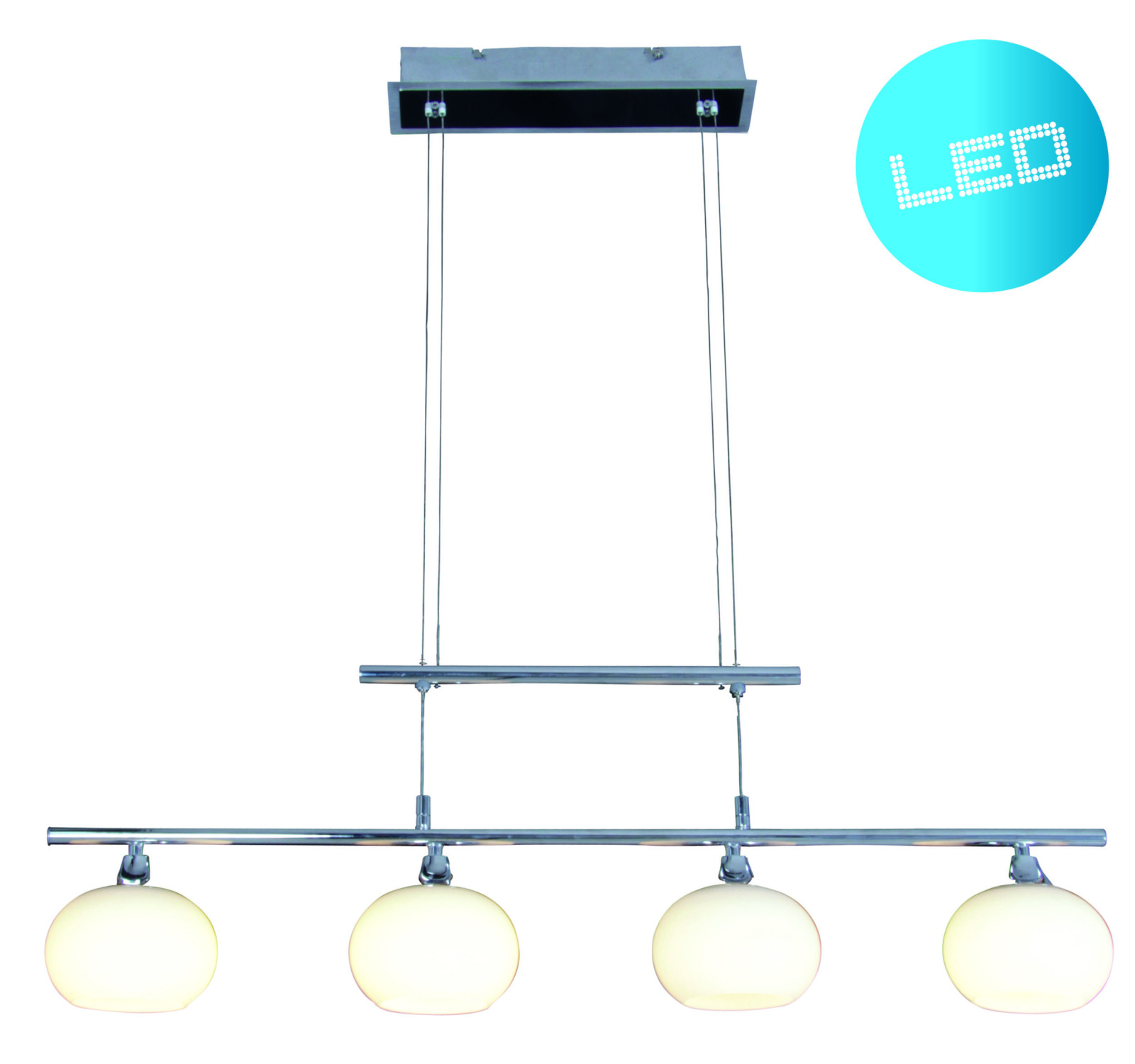 LED-Pendelzugleuchte KEMI - chrom-opal - 4-flammig