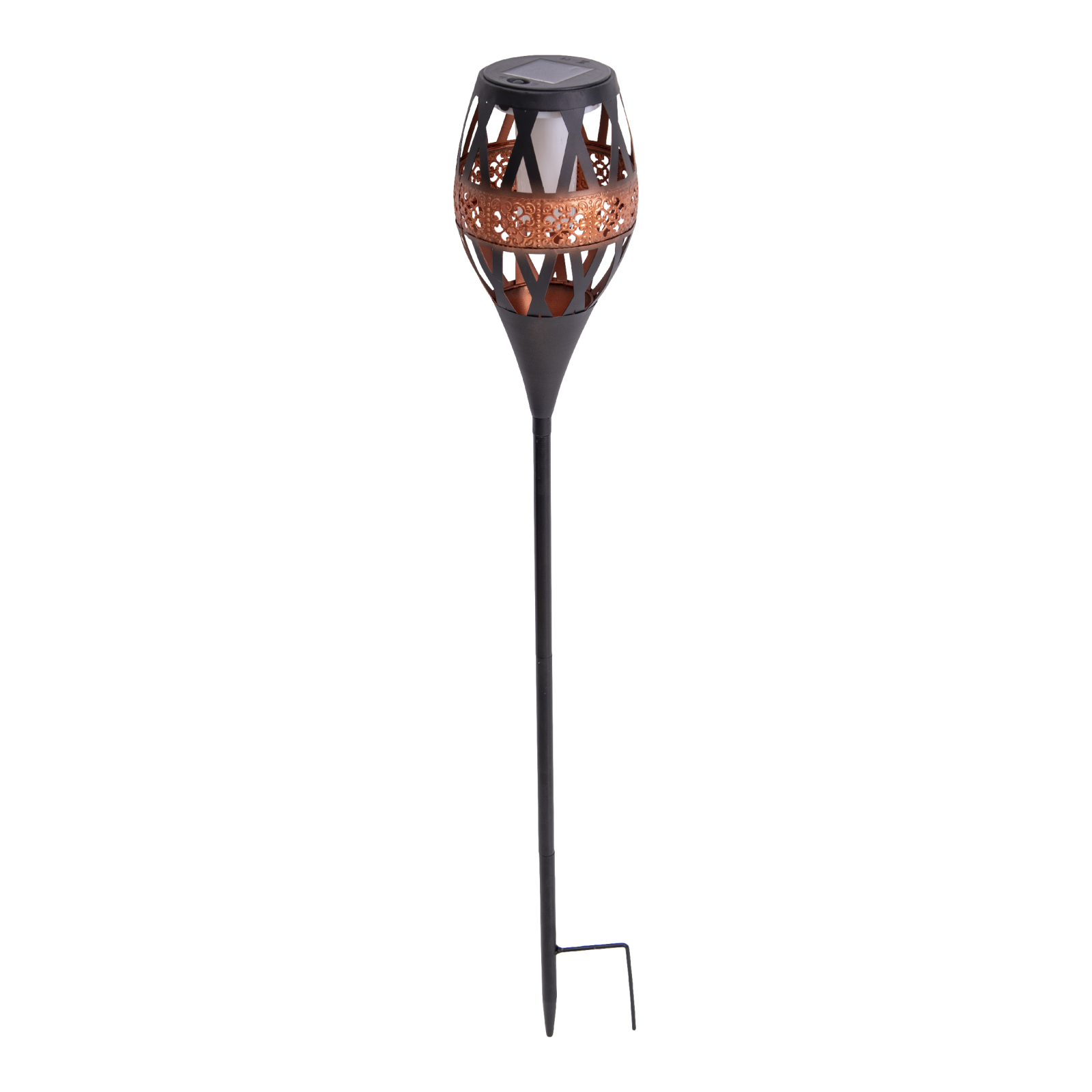 LED-Solar-Erdspieß FLAMINIA - schwarz-rost - Flammeneffekt