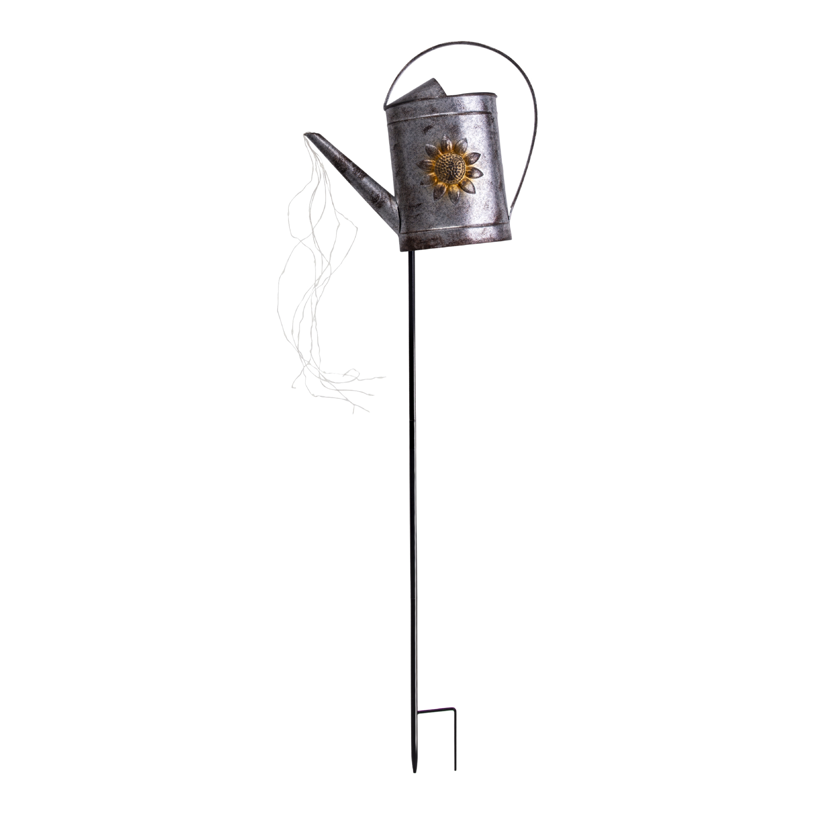 LED-Solar-Erdspieß - silber - Gießkanne - 110 cm