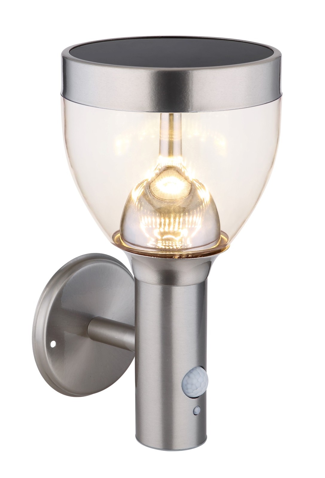 LED-Solar-Wandleuchte - grau-silber - Bewegungsmelder