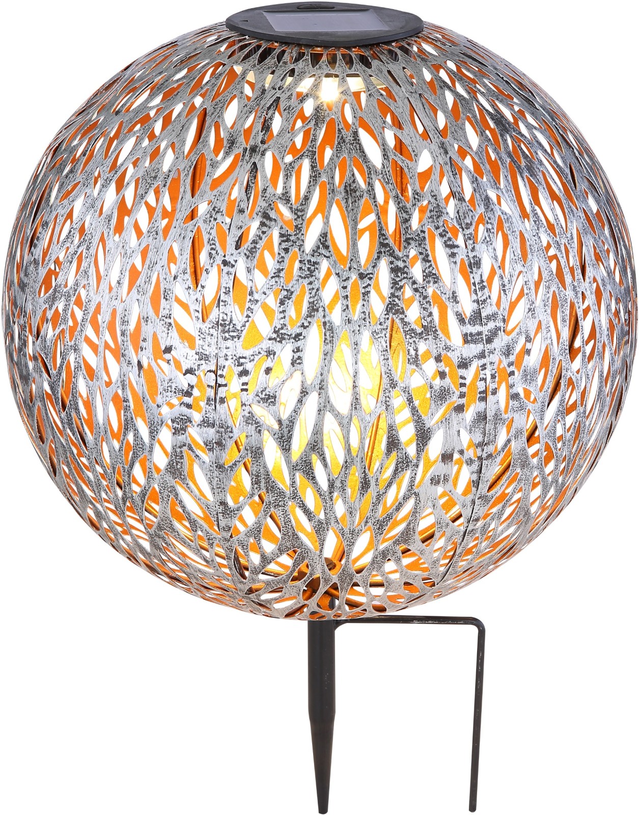LED-Solarleuchte - silber-grau antik - 38 cm
