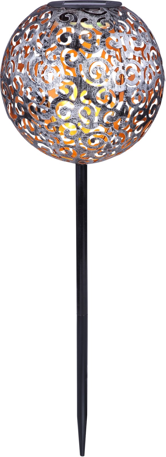 LED-Solarleuchte - silber-grau antik - 54 cm hoch