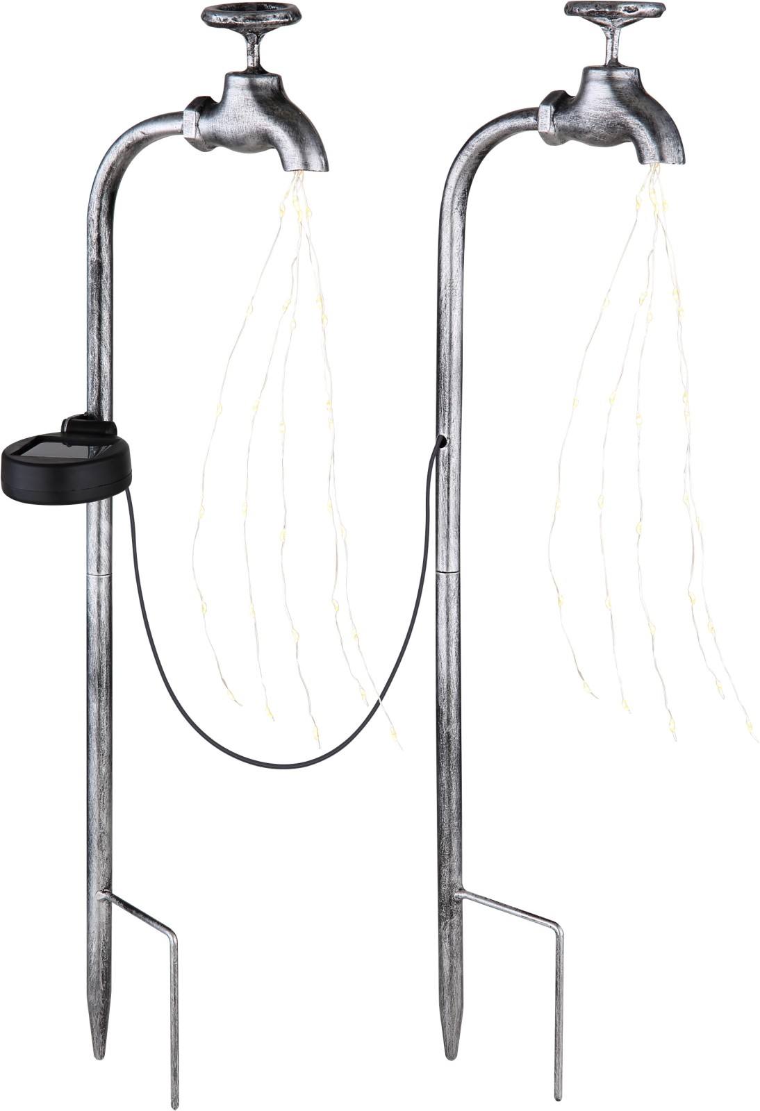 LED-Solarleuchte - silberfarben - Wasserhähne