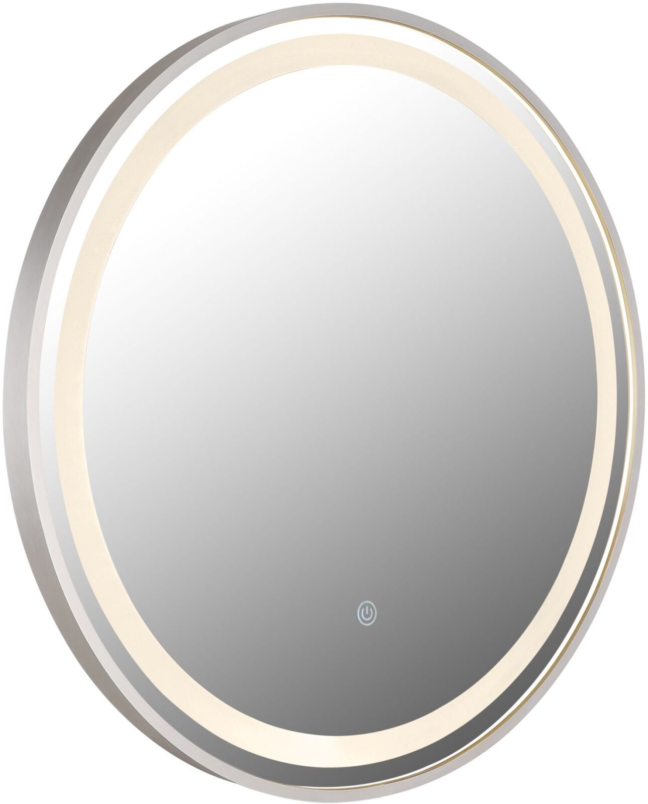 LED-Spiegel - nickel matt - satiniert - Touchdimmer -Ø 50 cm