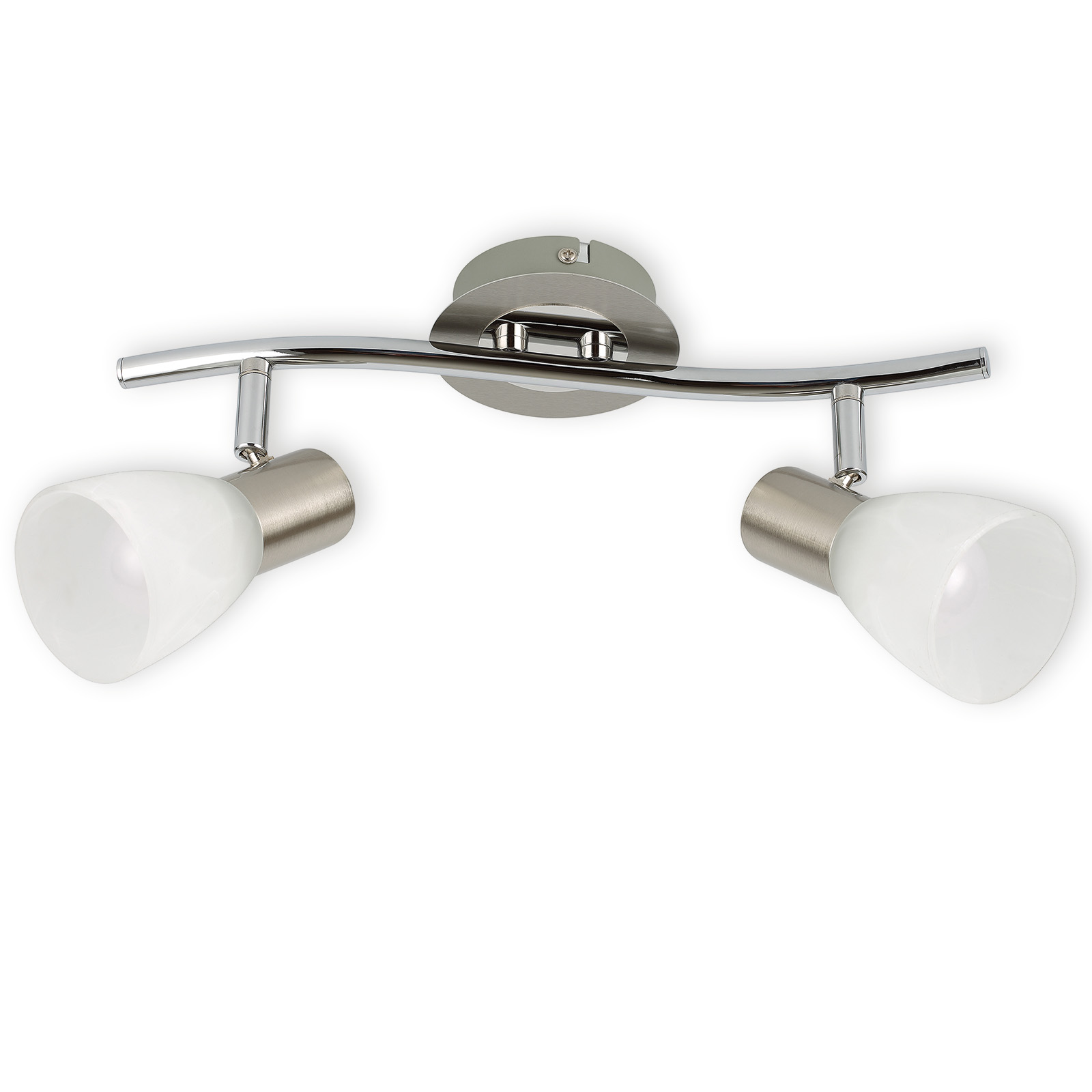 LED-Spotbalken - weiß marmoriert-Nickel matt - 2-flammig
