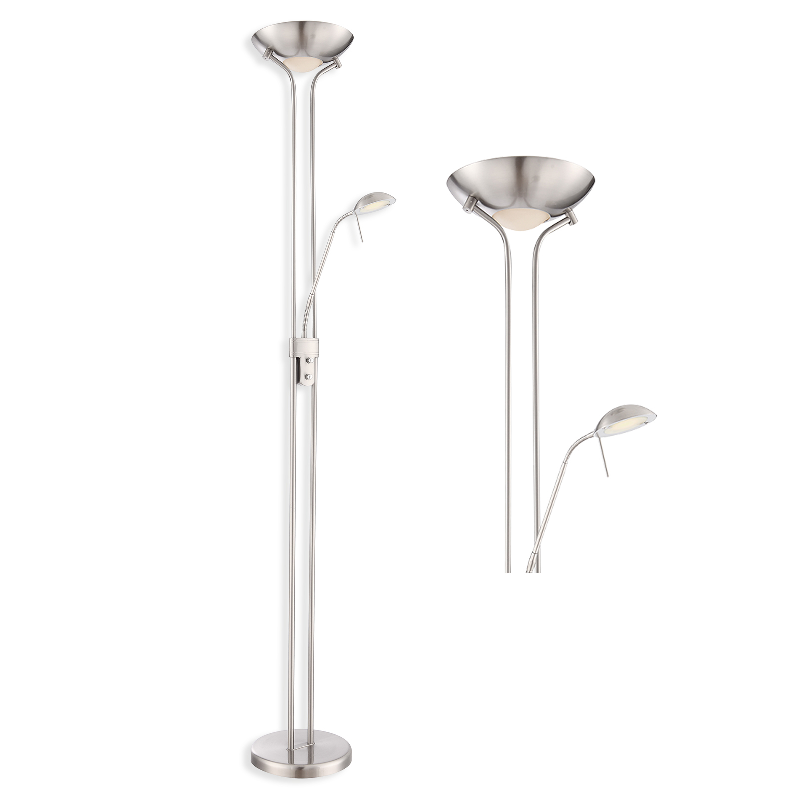 LED-Stehlampe - nickel - dimmbar