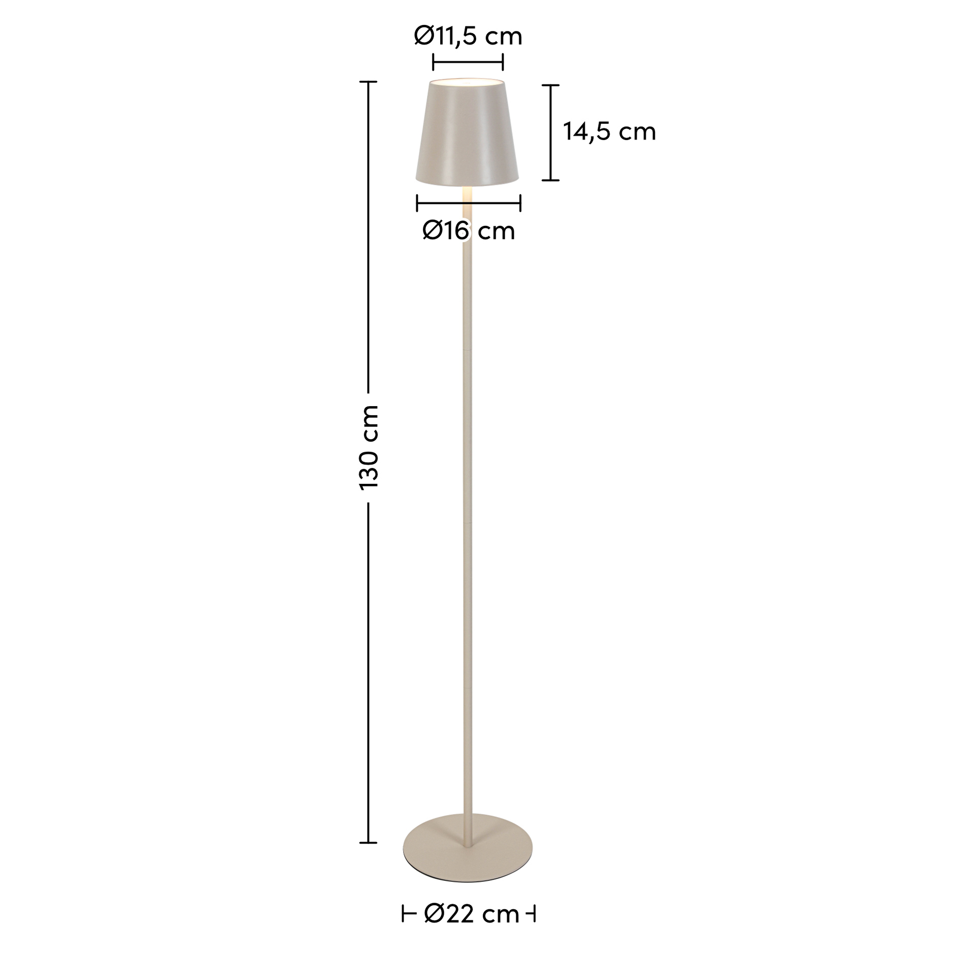 LED-Stehleuchte - beige - dimmbar - 130 cm hoch