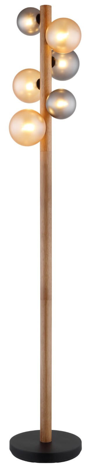 LED-Stehleuchte - holzfarben - multicolor - 6-flammig