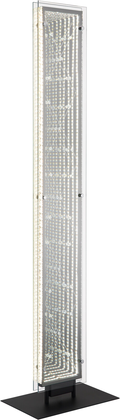 LED-Stehleuchte - klar-schwarz verspiegelt - 3D-Effekt - dimmbar - 117 cm
