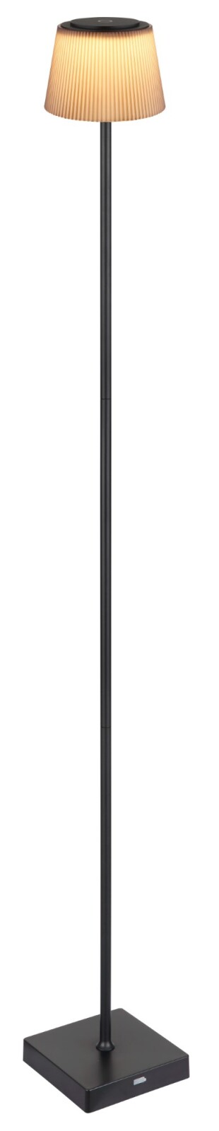 LED-Stehleuchte - schwarz-braun - dimmbar - USB-Anschluss
