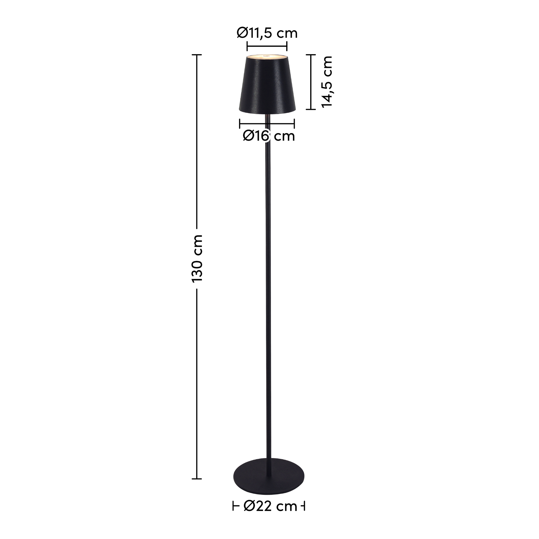 LED-Stehleuchte - schwarz - dimmbar - 130 cm hoch