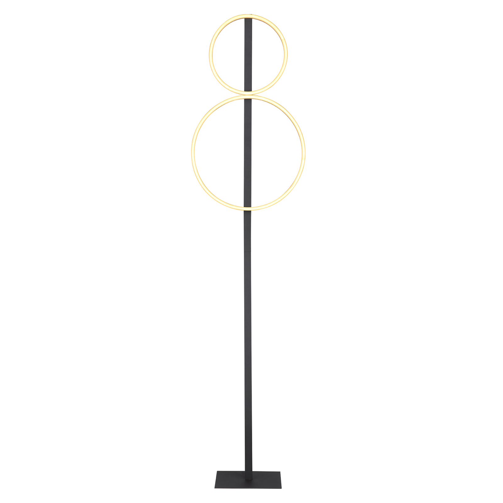 LED-Stehleuchte - schwarz matt - goldfarben - opal - Lichtringe - 160 cm