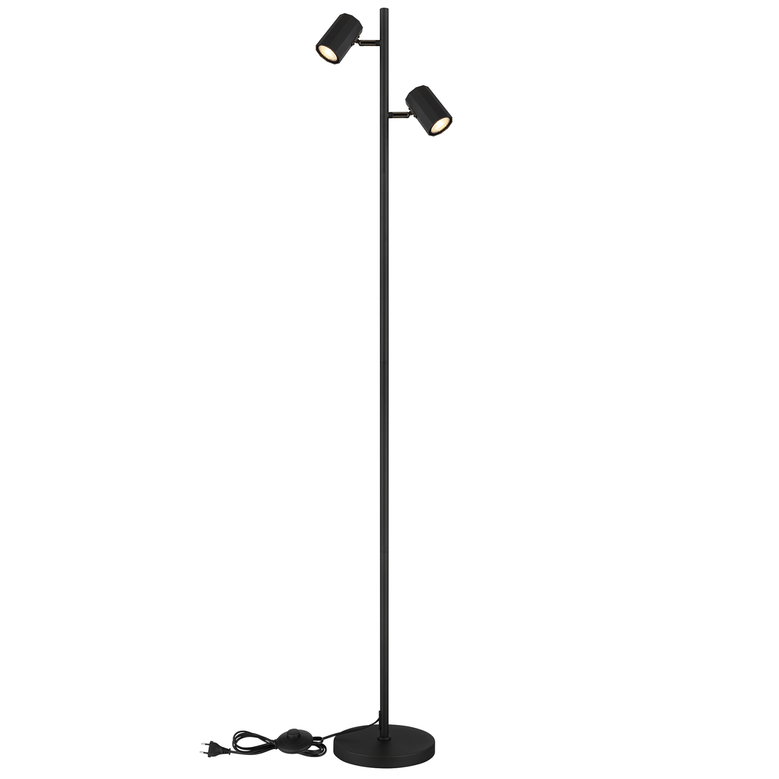 LED-Stehleuchte - schwarz matt - 2-flammig