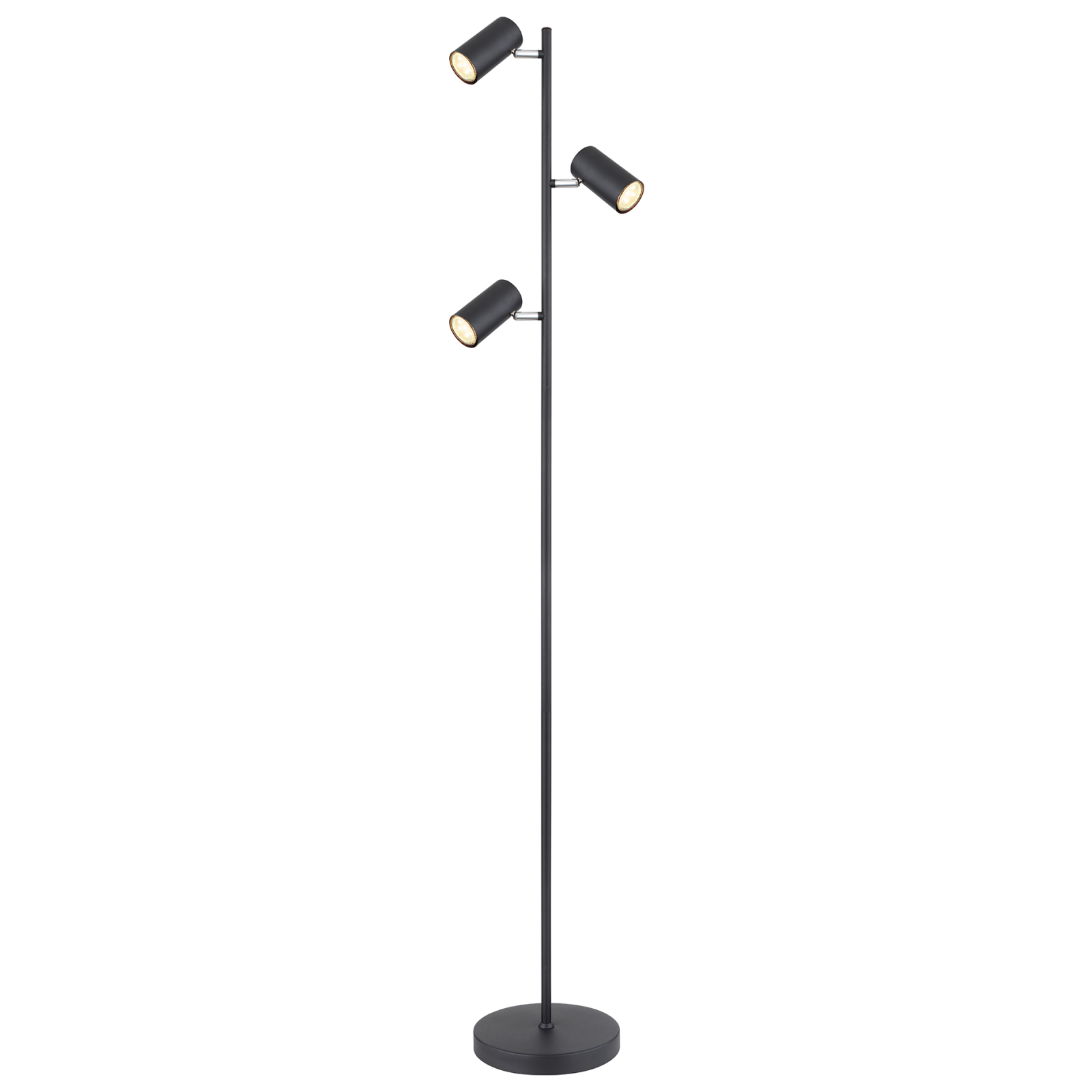 LED-Stehleuchte - schwarz matt - 3-flammig - 154 cm