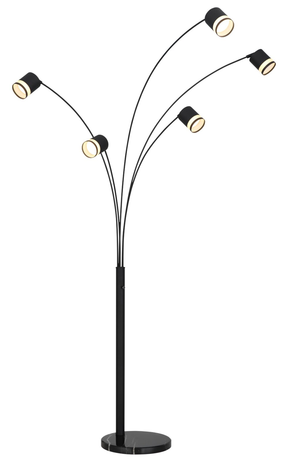 LED-Stehleuchte - schwarz matt - 5-flammig - 195 cm hoch