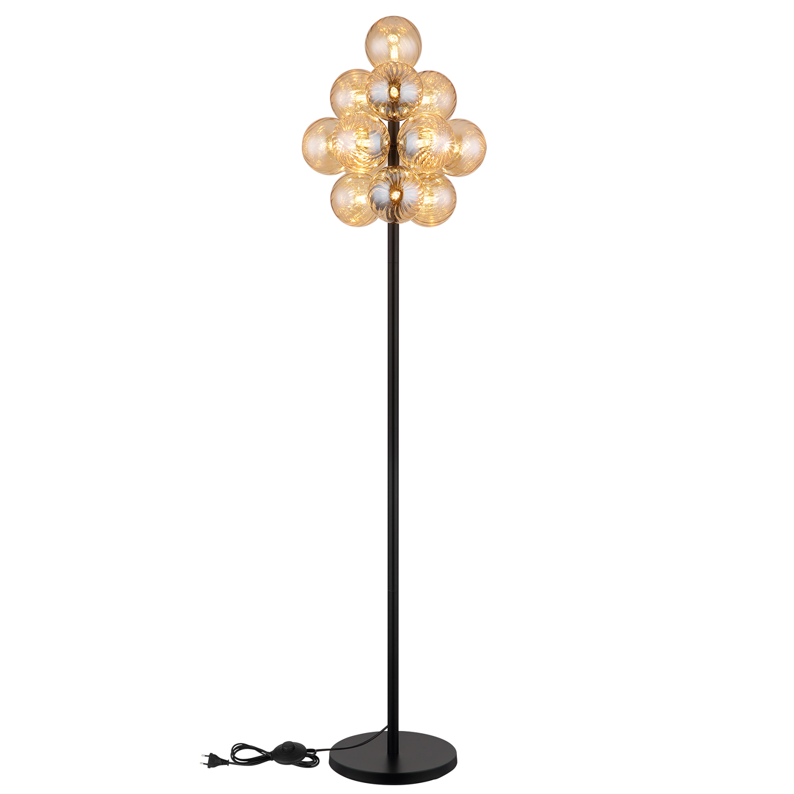 LED-Stehleuchte - schwarz matt - amber - 13-flammig