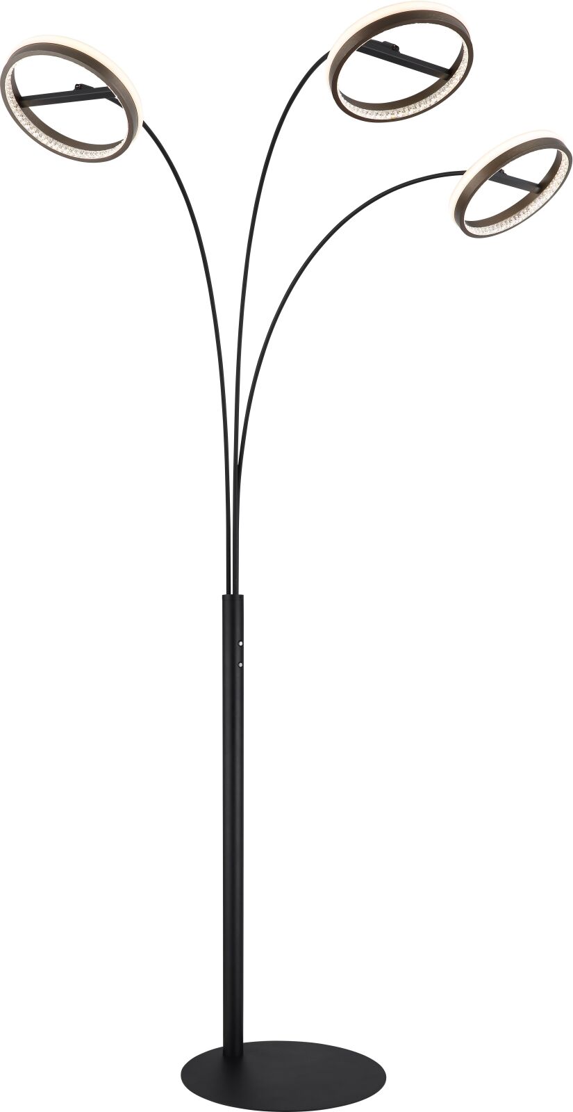 LED-Stehleuchte - schwarz matt - dunkelgrau - opal - 3-flammig