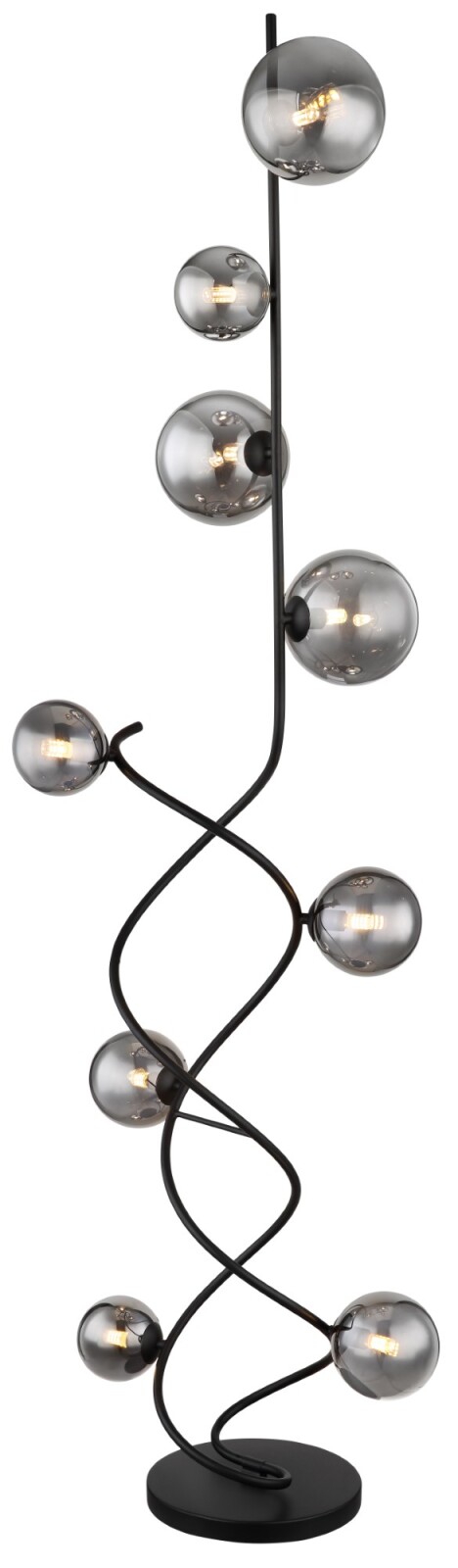 LED-Stehleuchte - schwarz-rauchfarben - 9-flammig