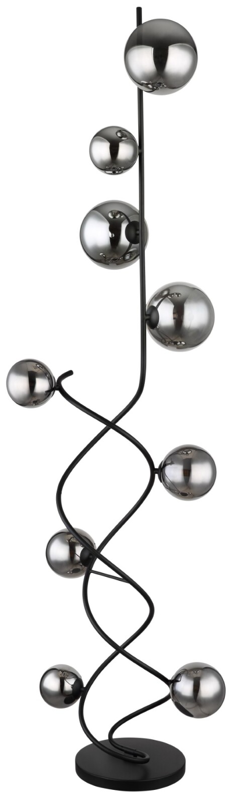 LED-Stehleuchte - schwarz-rauchfarben - 9-flammig