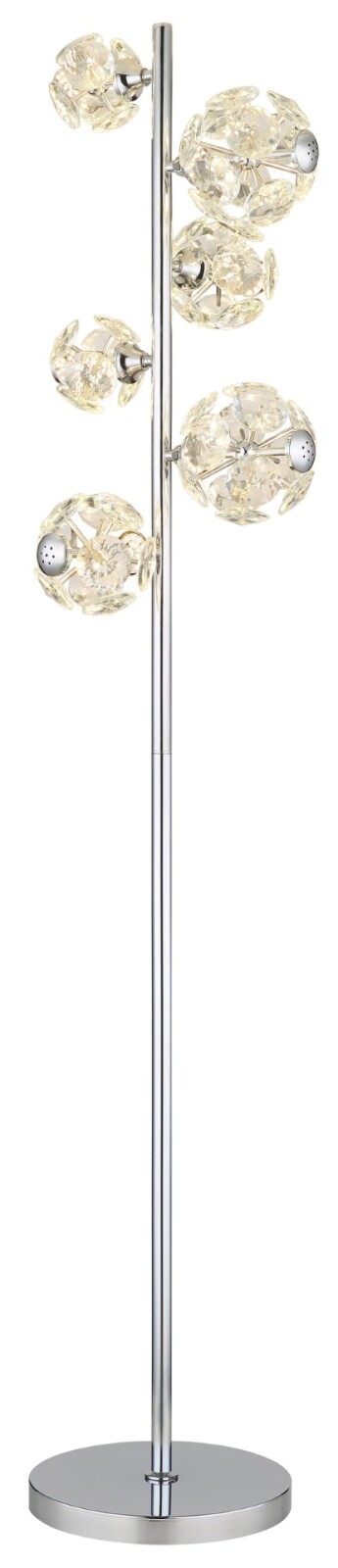 LED-Stehleuchte - verchromt - klar - 6-flammig