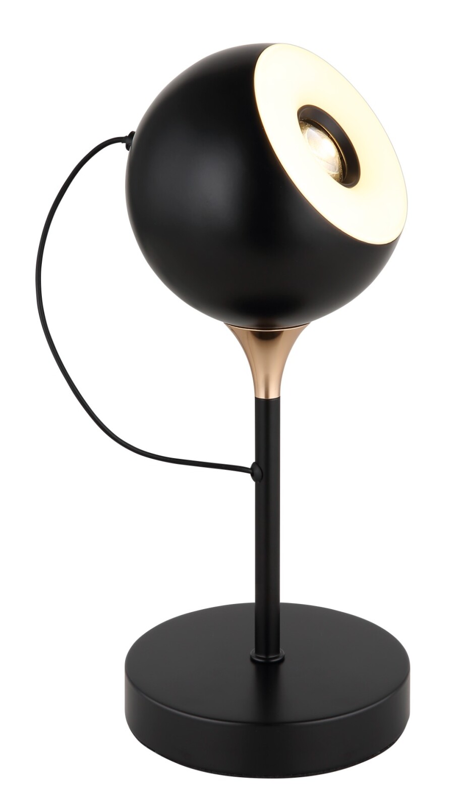 LED-Tischlampe - schwarz matt - goldfarben - Ø 13 cm