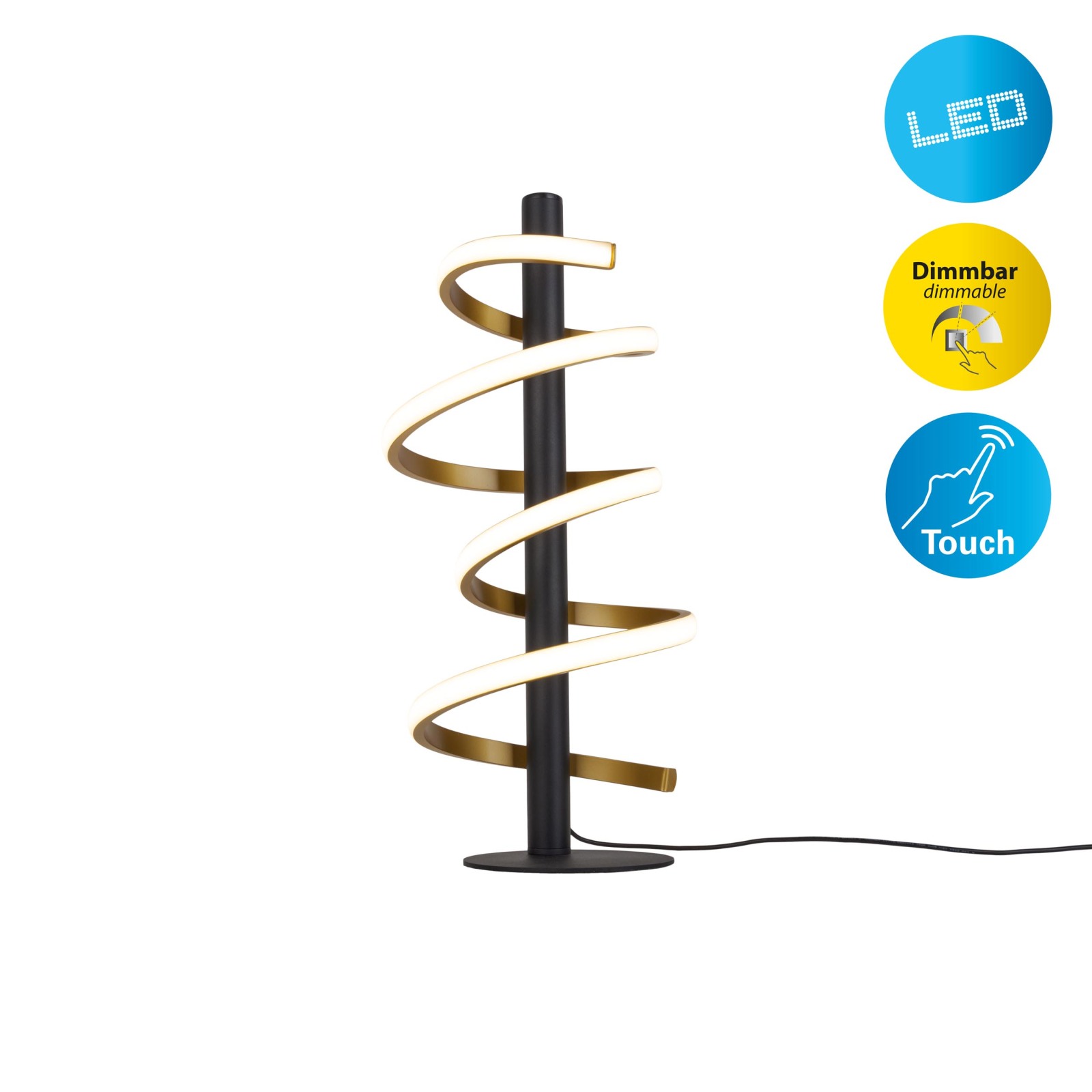 LED-Tischleuchte BELLEZA - schwarz-gold - dimmbar