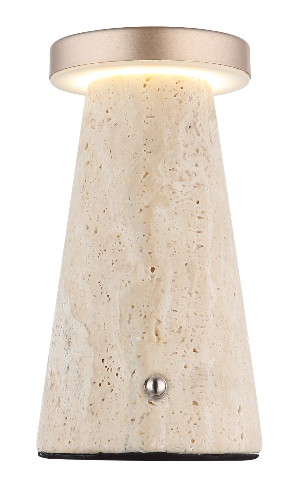 LED-Tischleuchte - grau-cappuccino - Travertinstein - Touchdimmer