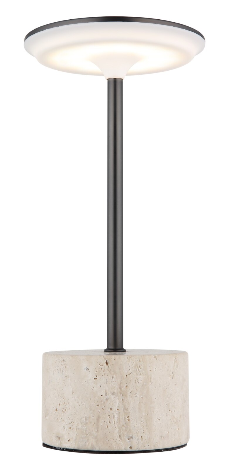 LED-Tischleuchte - grau schwarz - chrom - Steinsockel - Akku